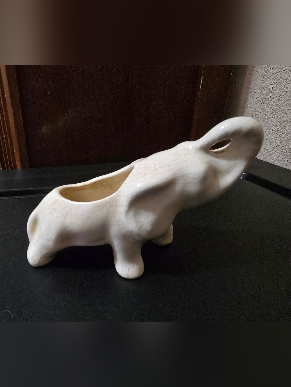 Vintage Ceramic Elephant Planter - Cream Decorative Accent